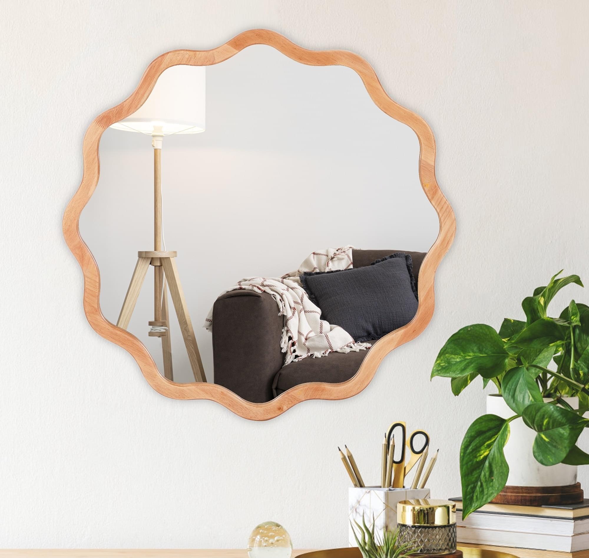 מראת עץ מלא בגימור גלית עגולה