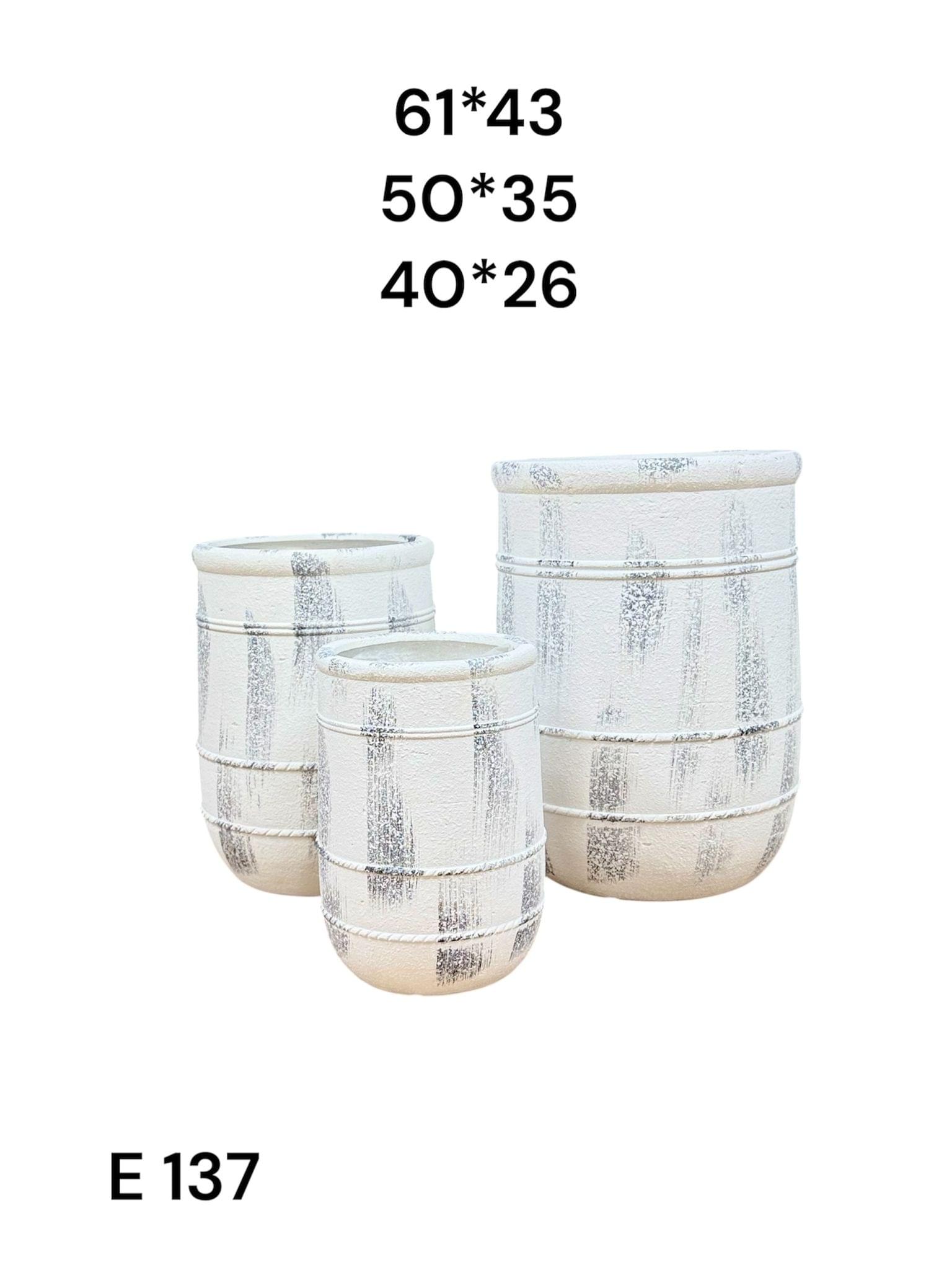 סט עציצי נוי במראה כפרי – 3 יחידות